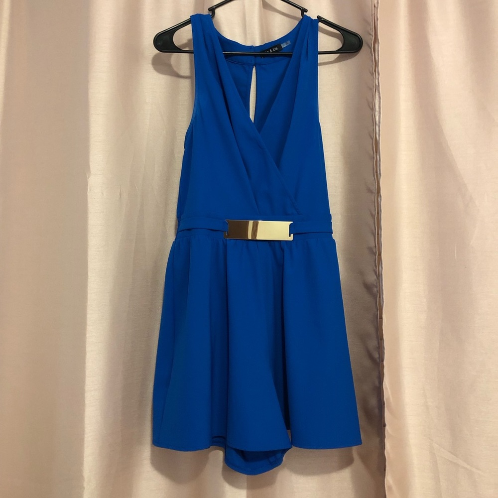 Blue Romper with Gold Accent belt✨